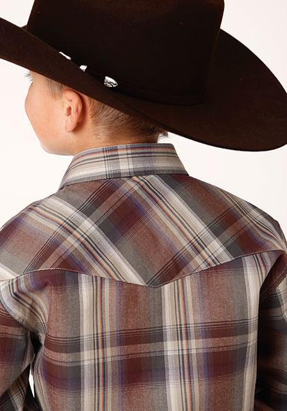BOYS L/S SHIRT   AMARILLO Y/D PLAID SNAP  1229 CIDER PLAID  03-030-0278-7027