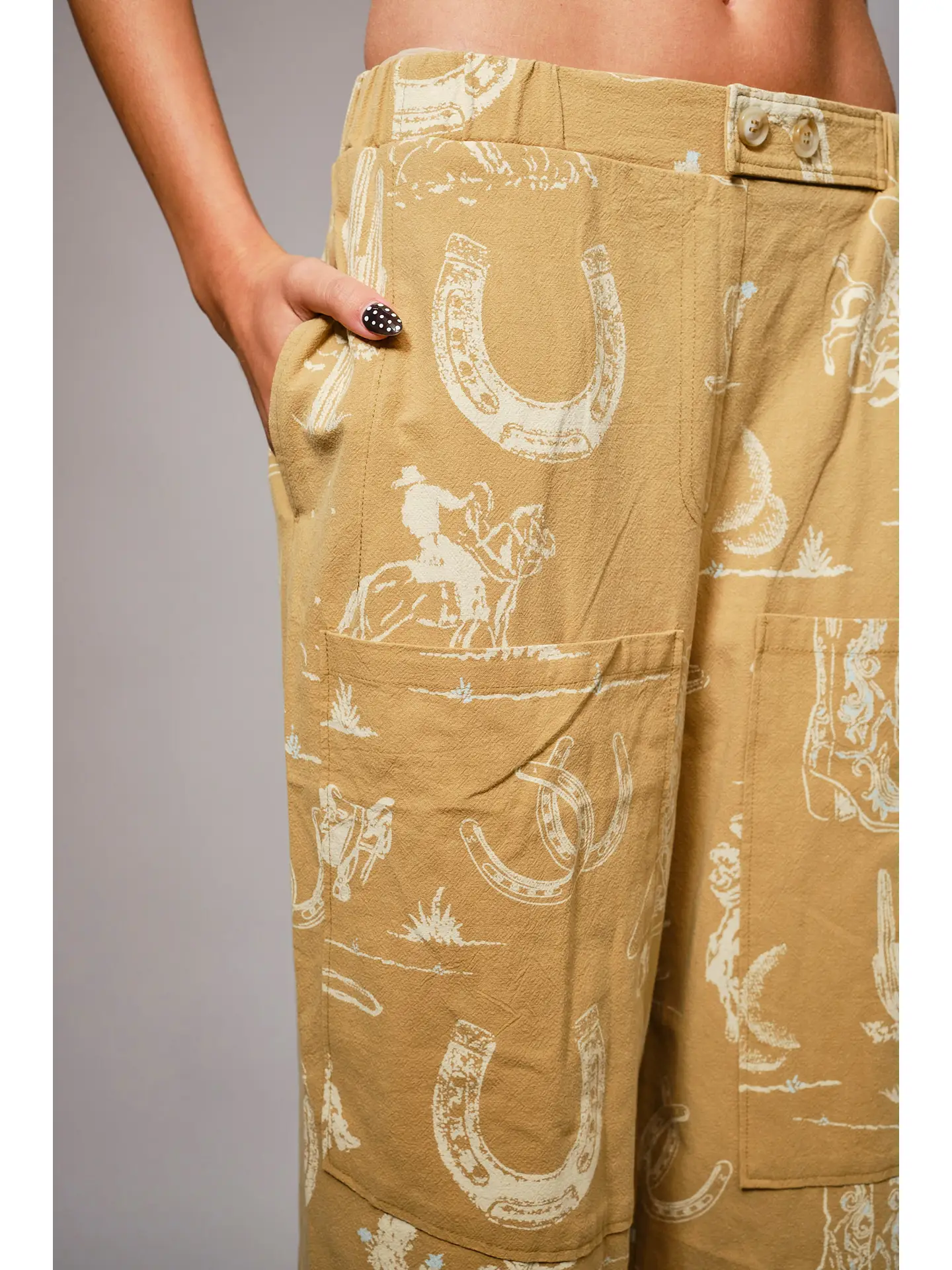 Western Motif Wide Leg Pants