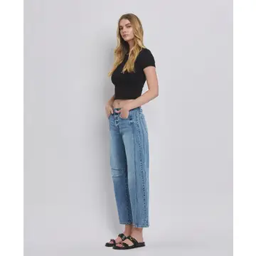 High Rise Barrel Leg Jeans - TINGLE