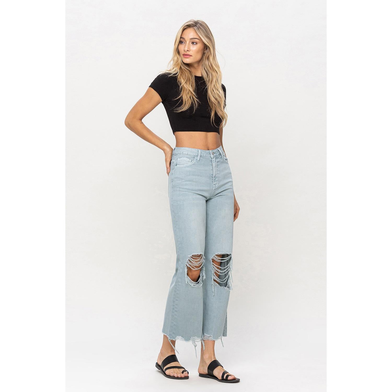 90S VINTAGE CROP FLARE - CLOUD BLUE