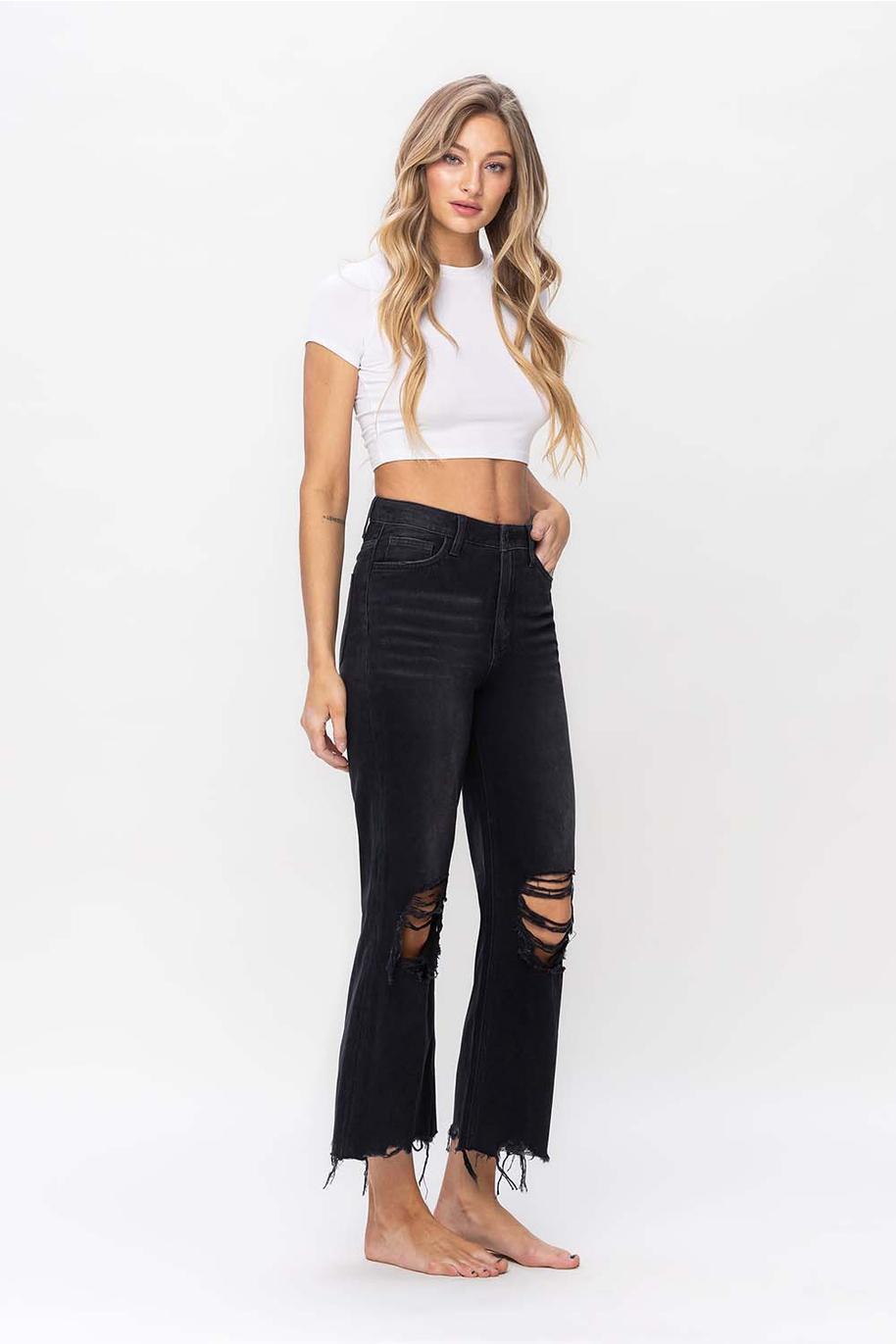 90'S VINTAGE CROP FLARE - BLACK