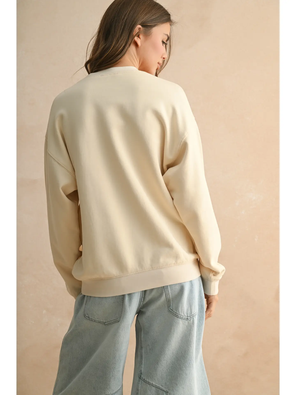 Flag Patch Front Detail Sweatshirts - Cream