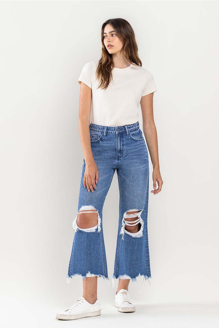 90's Vintage Super High Rise Crop Kick Flare