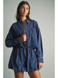 Indigo Denim Button Front Crop Shirts
