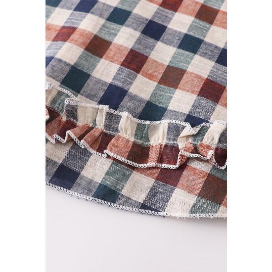 FOREST PLAID RUFFLE DRESS
