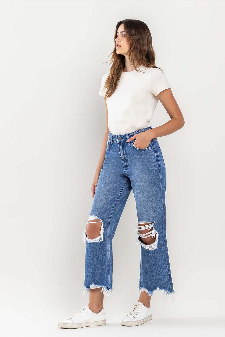 90's Vintage Super High Rise Crop Kick Flare