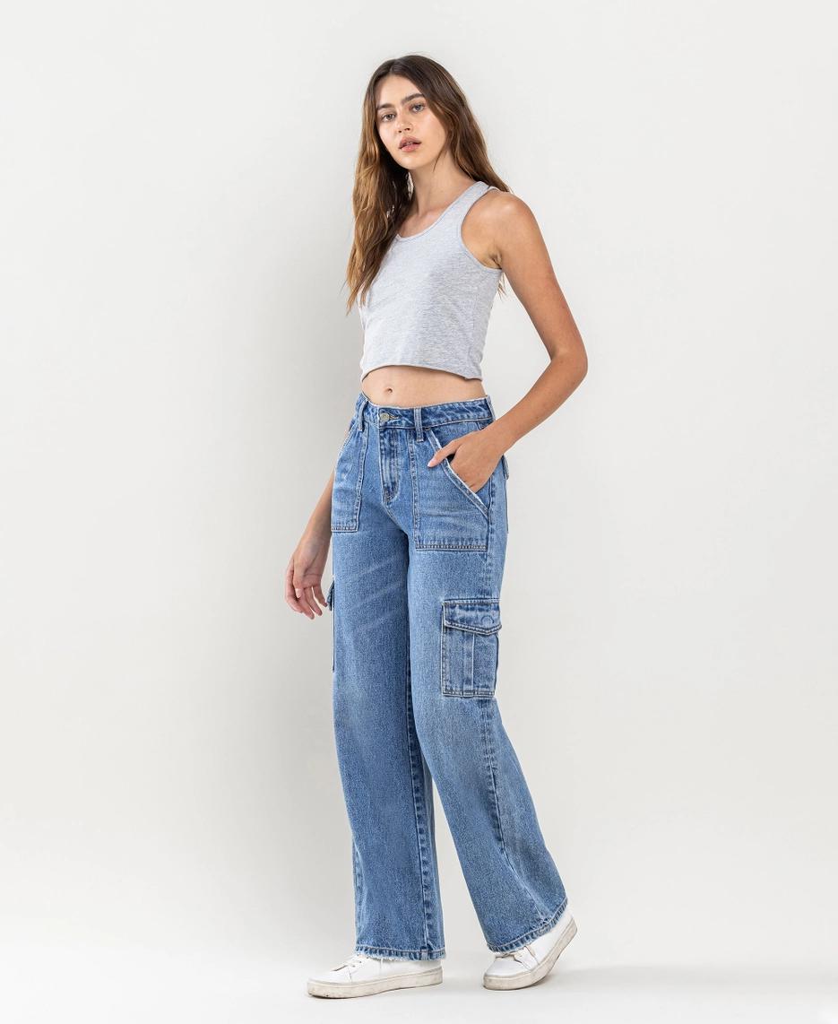 High Rise Wide Leg Cargo Jeans | Flatter