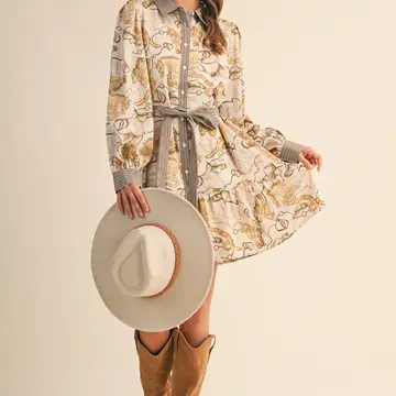 Exclusive Mixed Print Button Down Mini Dress - EGGSHELL MULTI