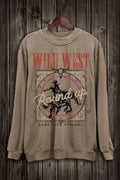 WILD WEST LONG LIVE COWBOY LONG SLEEVE SWEATSHIRT - MINERAL TAUPE