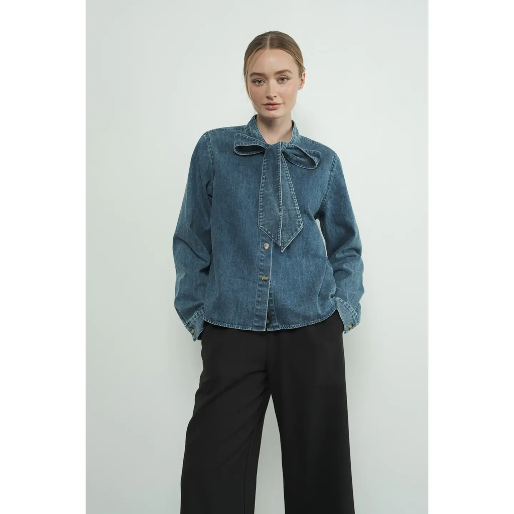 Denim Bow Tie Shirt
