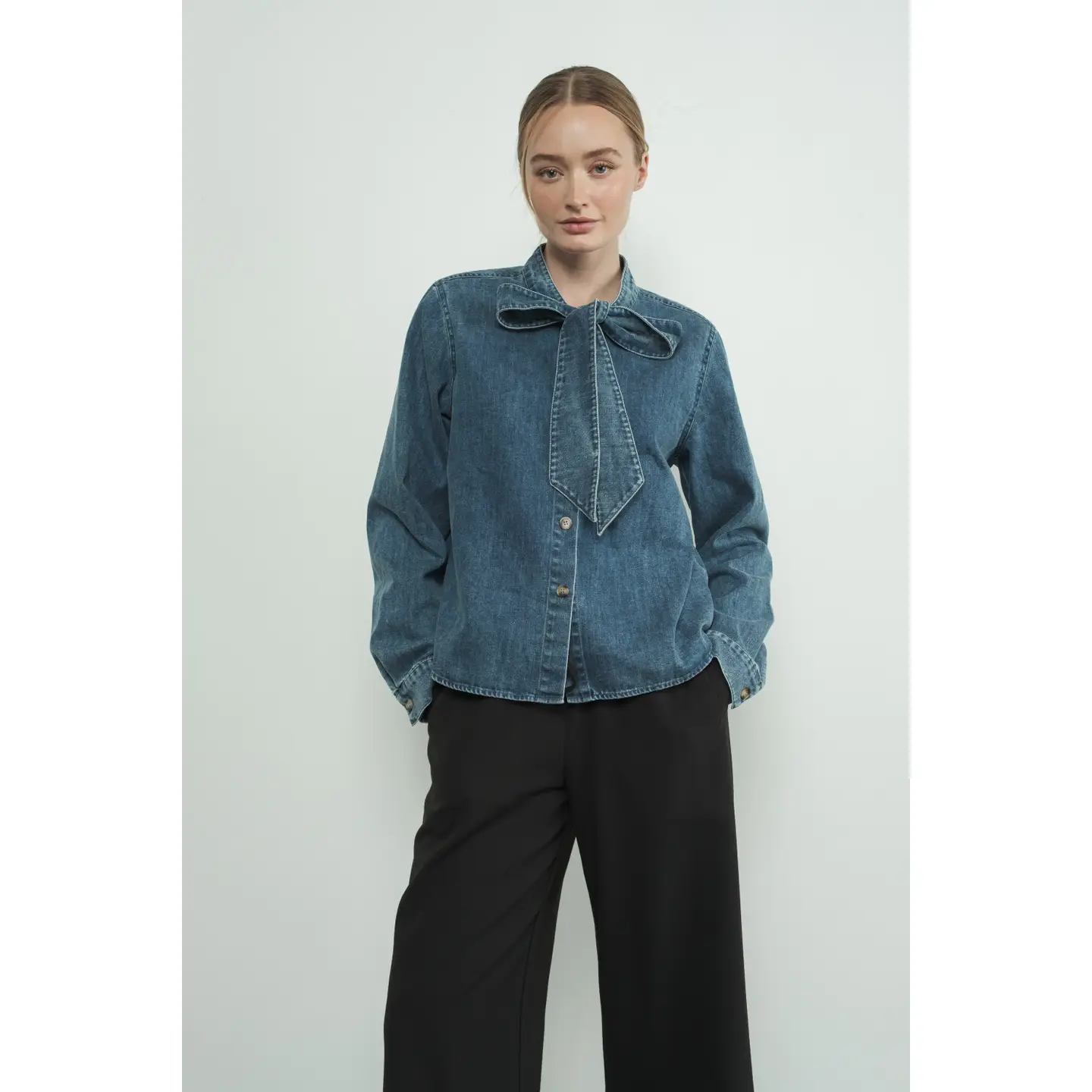Denim Bow Tie Shirt