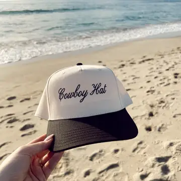 Cowboy Hat Embroidered Trucker Hat - Blk