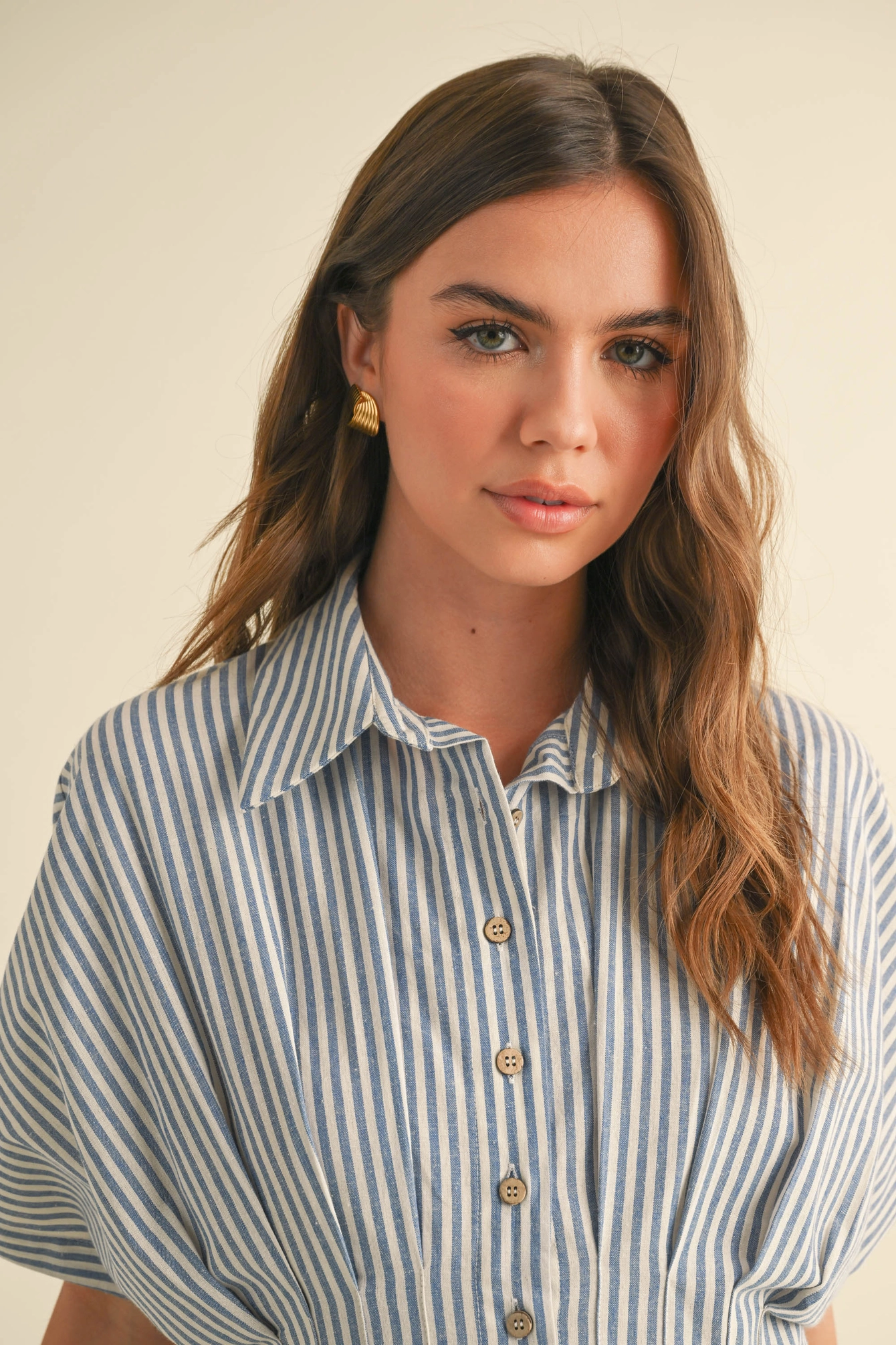 Striped Buttondown Shirt Dress - Blue Stripe