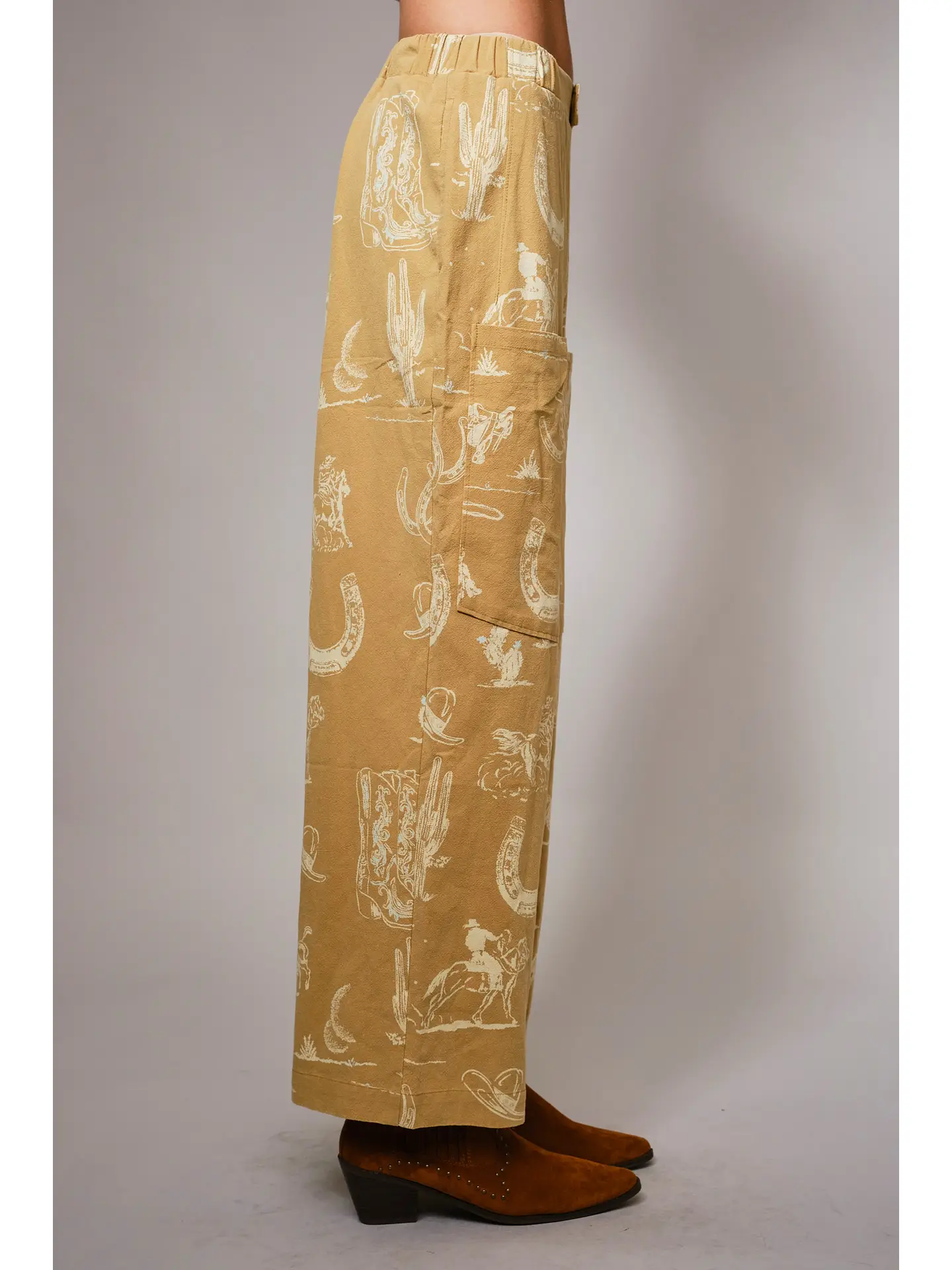 Western Motif Wide Leg Pants