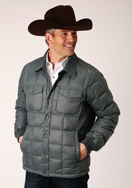 ROPER MEN'S CRUSHABLE PARACHUTE JACKET 1744 SLVR SAGE NYLON DOWN PROOF COATED