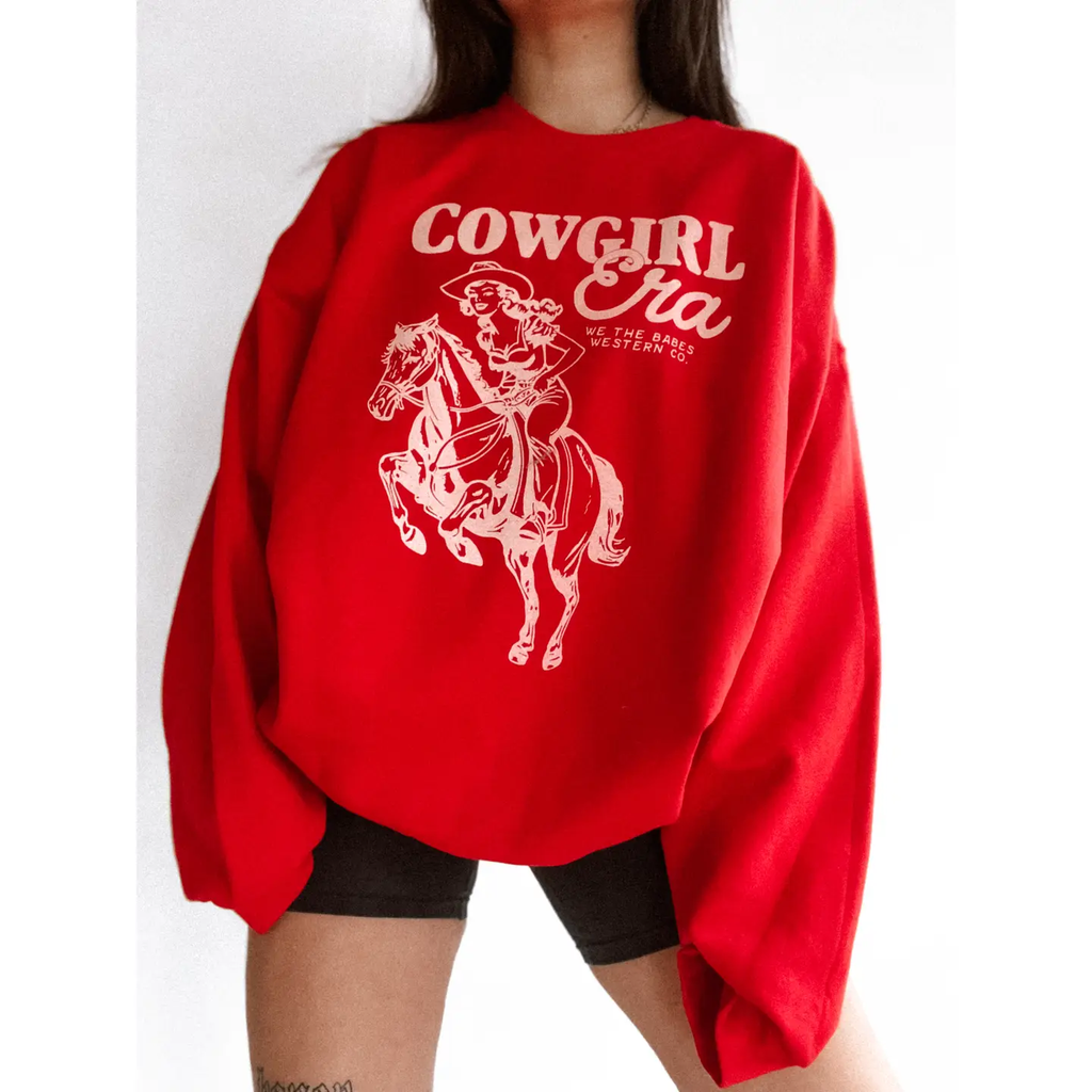 Cowgirl Era Western Graphic Sweatshirt - Red