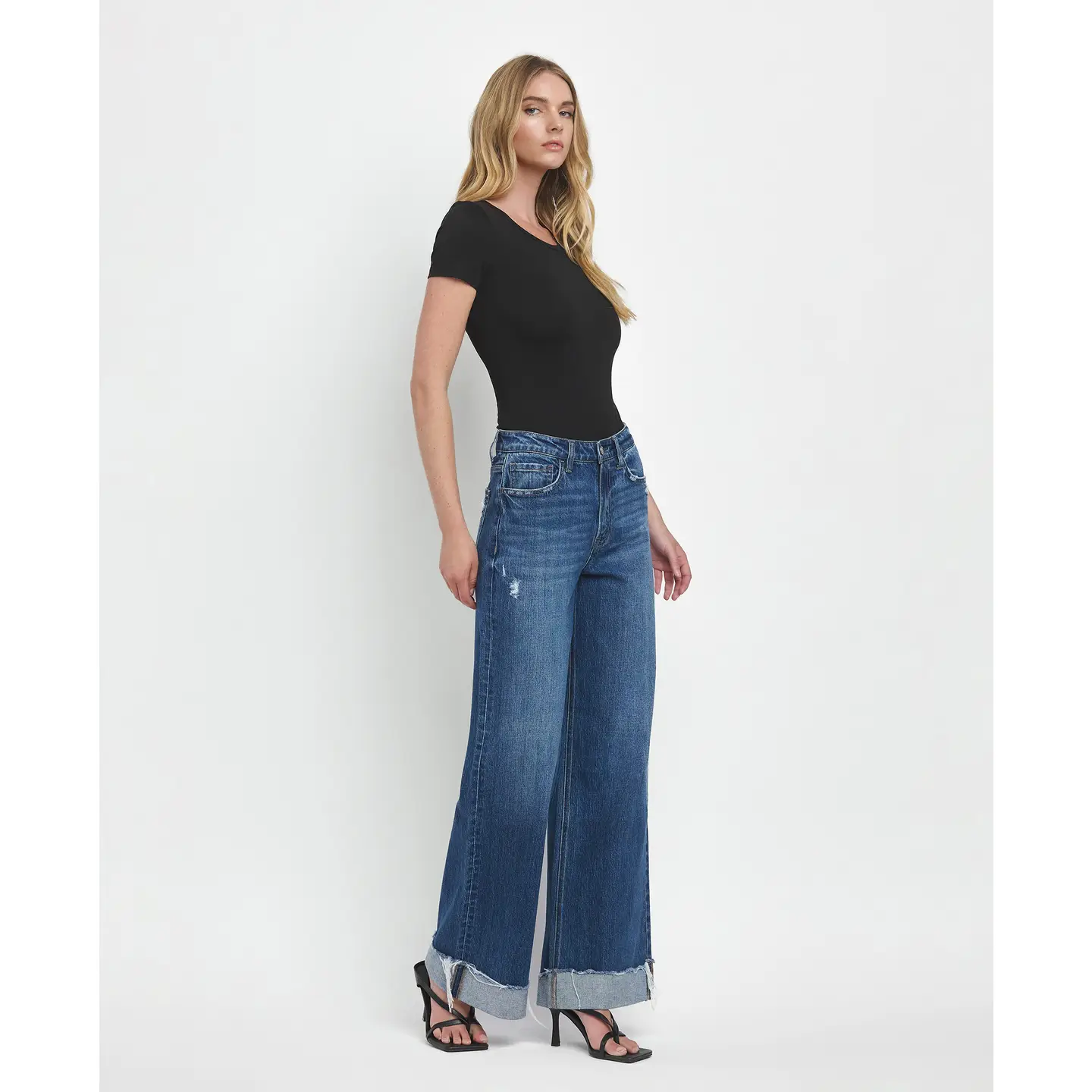 Super High Rise Cuffed Baggy Wide Jeans | Brilliance