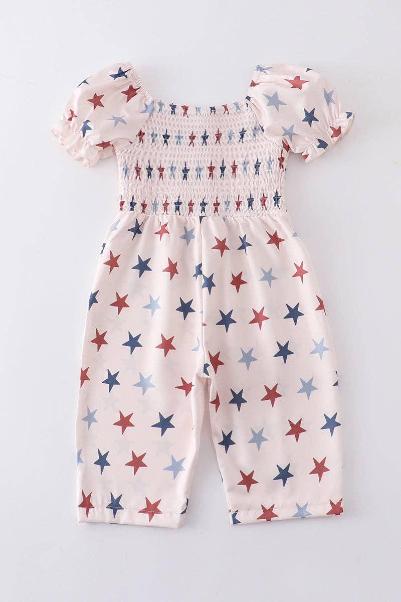 STAR PRINT SMOCKED GIRL JUMPSUIT