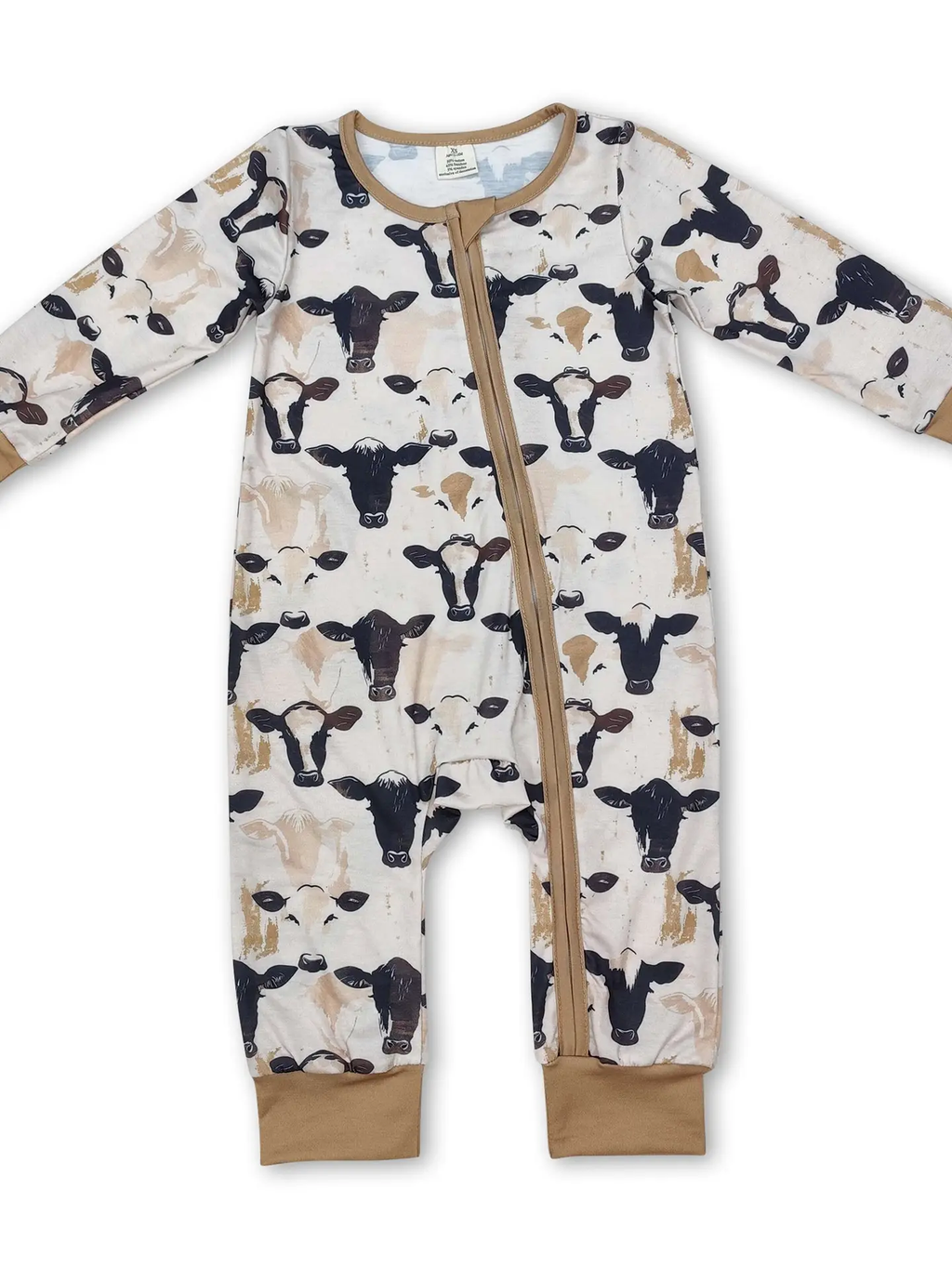 Long Sleeves Cows Baby Kids Zipper Romper