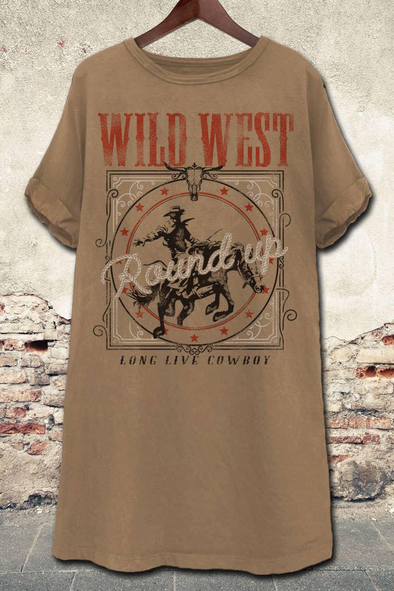 WILD WEST MINERAL TAUPE WASHED DRESS