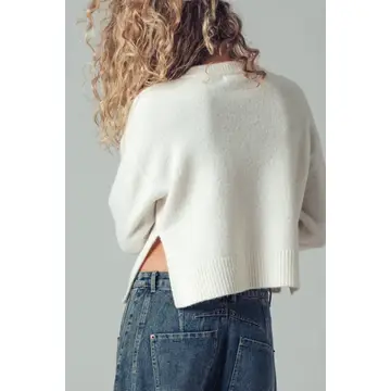 Relaxed Wool Blend Button-Up Cardigan - IVORY