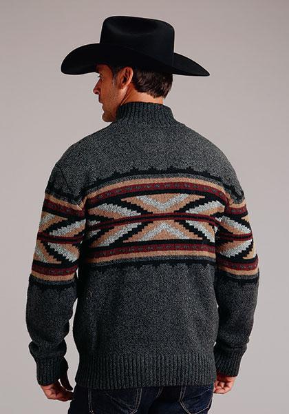 STETSON MEN'S 811 ARROW BORDER WOOL BLEND CARDIGAN