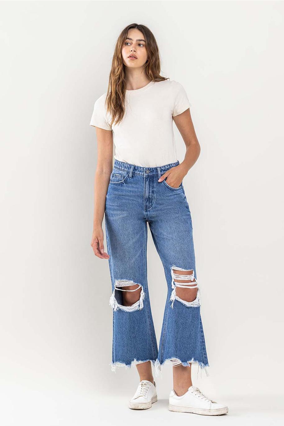 90's Vintage Super High Rise Crop Kick Flare