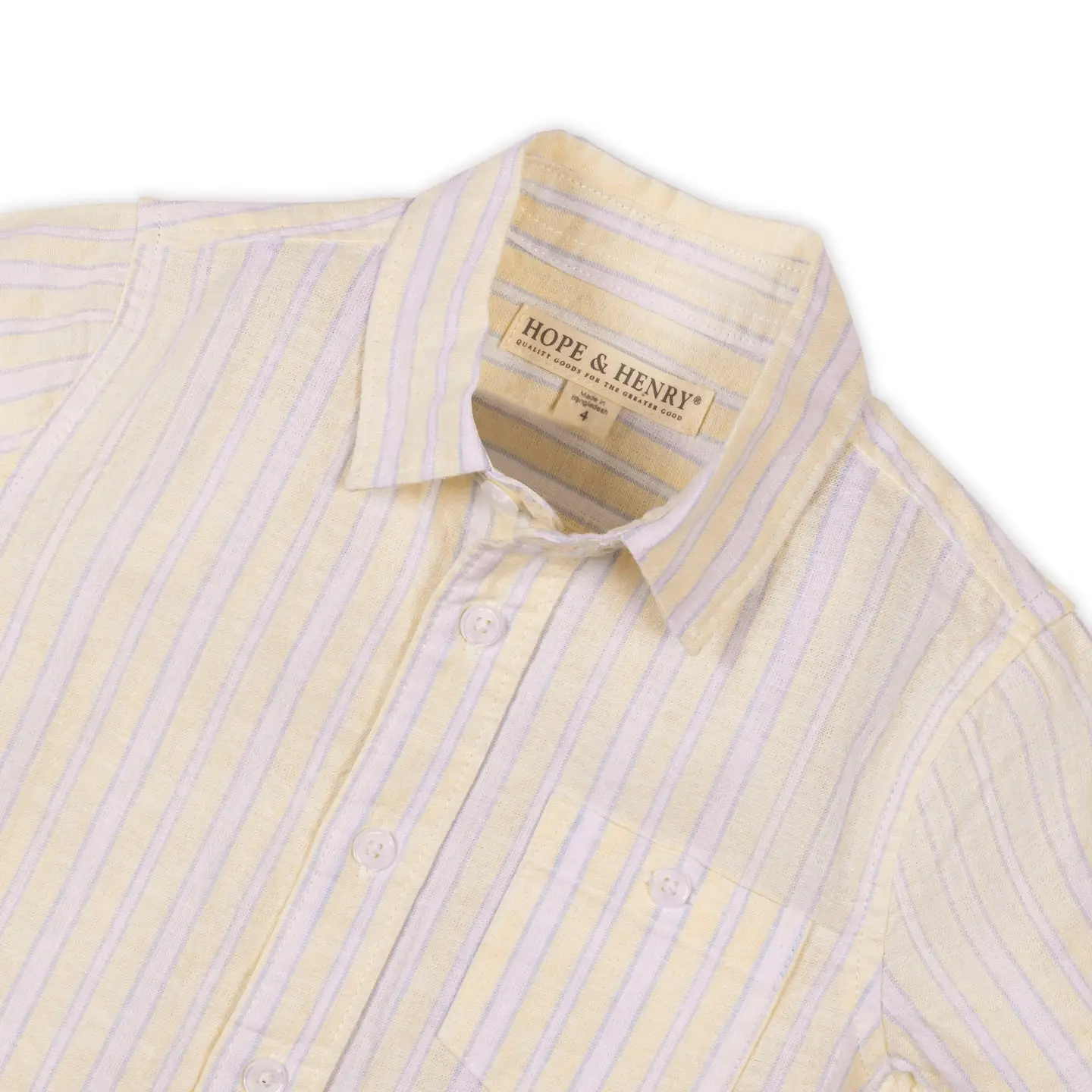Linen Short Sleeve Shirt - YELLOW
