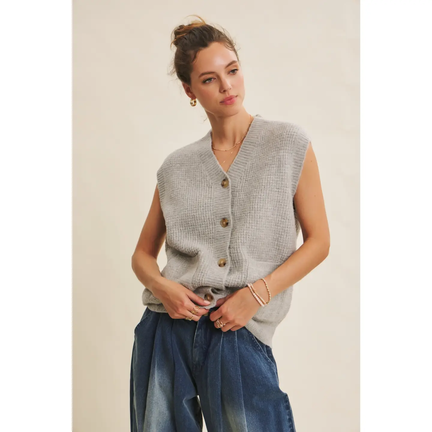 Modern and Timeless Textured Thermal Cozy Sweater Vest
