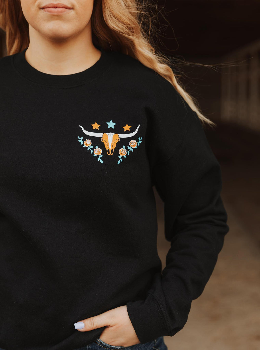 HOWDY HONEY CREWNECK SWEATSHIRT - BLACK