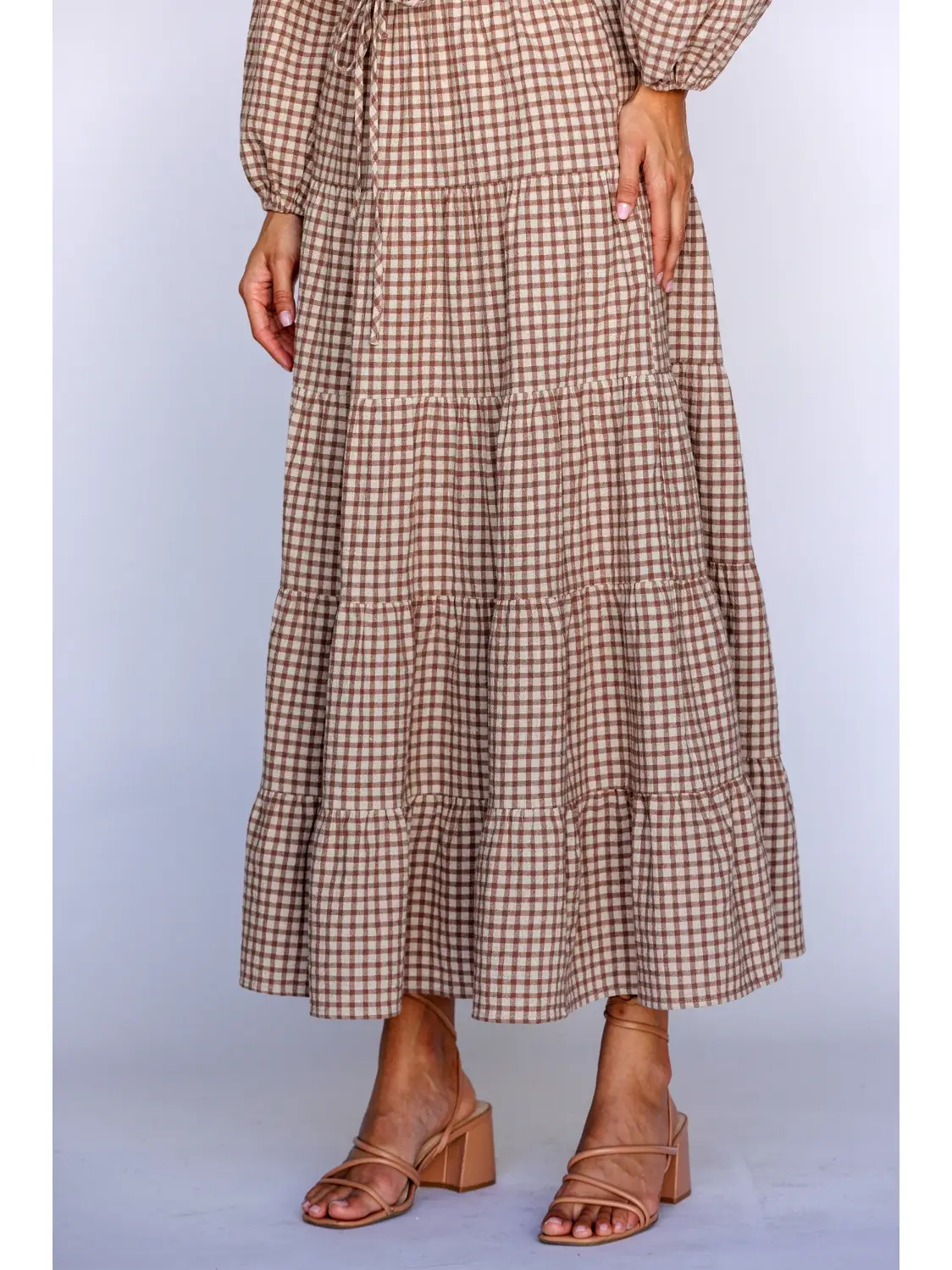 GINGHAM Maxi Tiered Skirt
