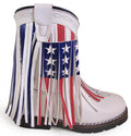 AUTRY RED WHITE & BLUE FRINGE BOOTS