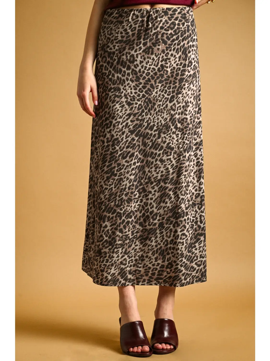 Leopard Printed Stretch Maxi Skirt