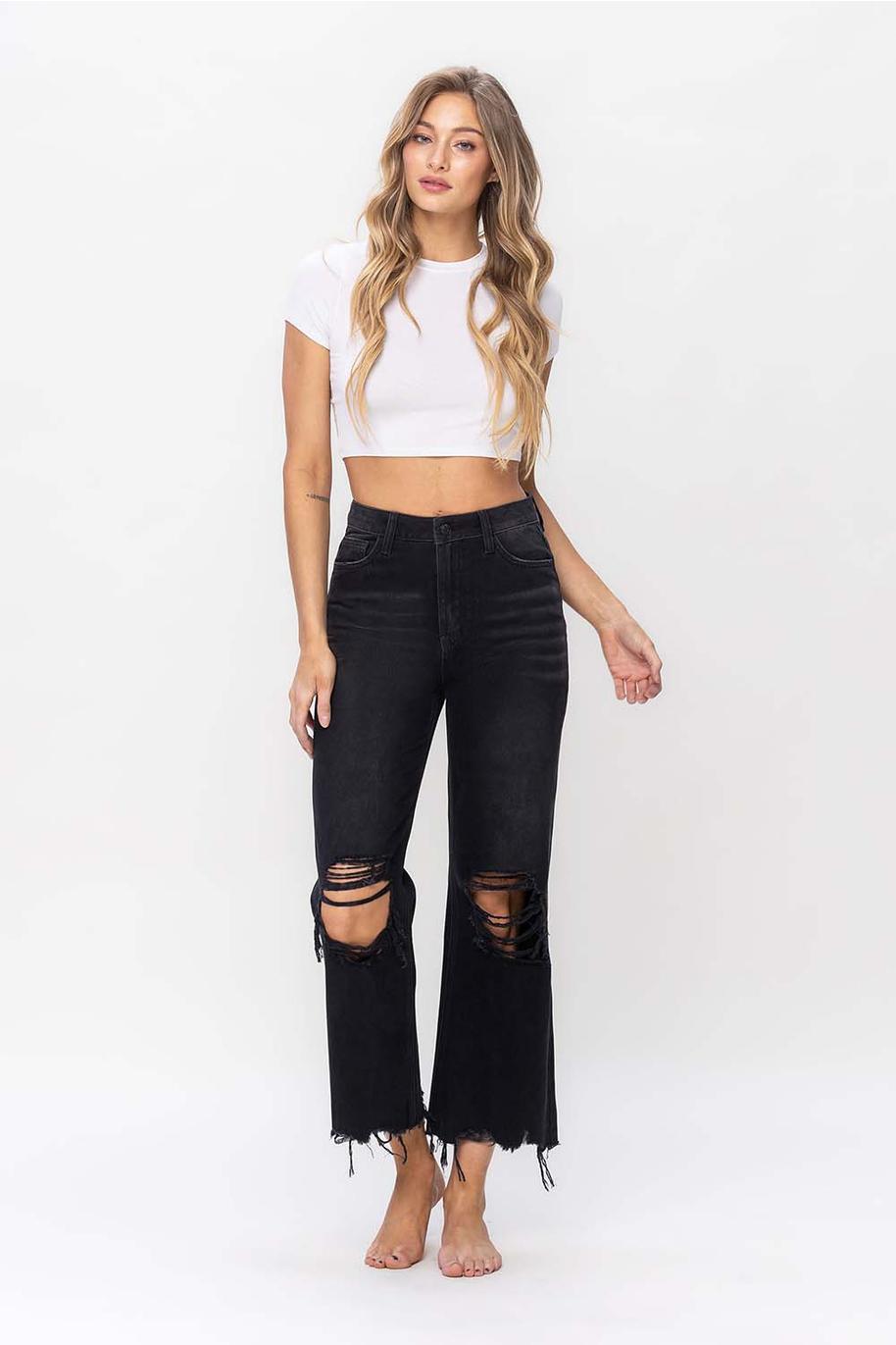 90'S VINTAGE CROP FLARE - BLACK