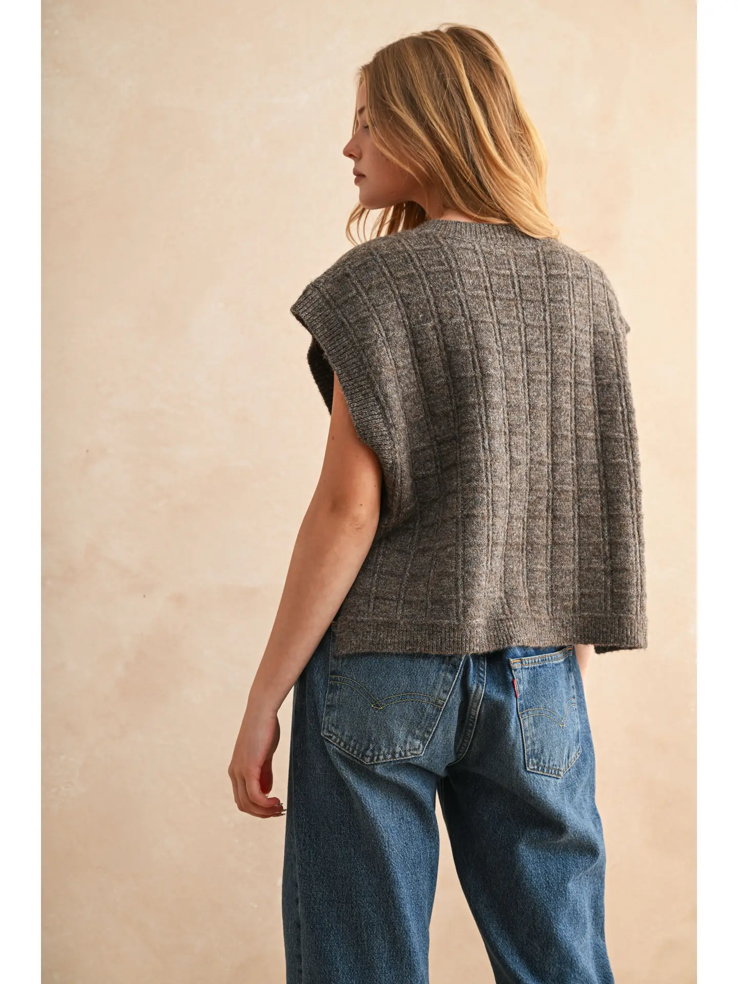 Textured Pattern Sweater Ves