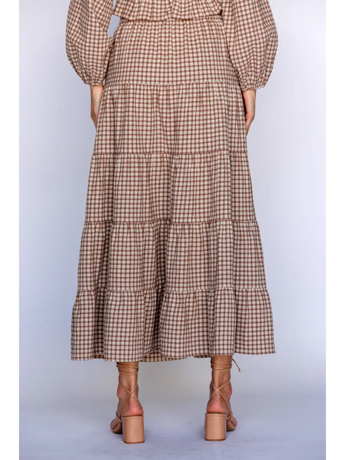 GINGHAM Maxi Tiered Skirt