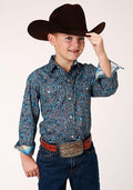 BOYS L/S SHIRT   AMARILLO SNAP ALLOVER PRINT  1222 BLUE CANYON PAISLEY