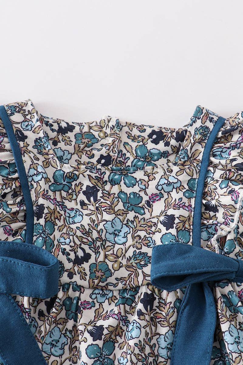 BABY GIRL BLUE FLORAL PRINT ROMPER