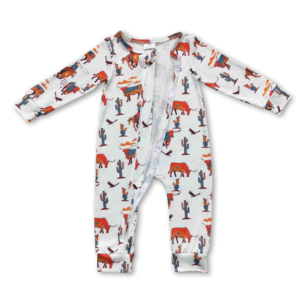 WESTERN PRINT LONG SLEEVE ROMPER - MULTI