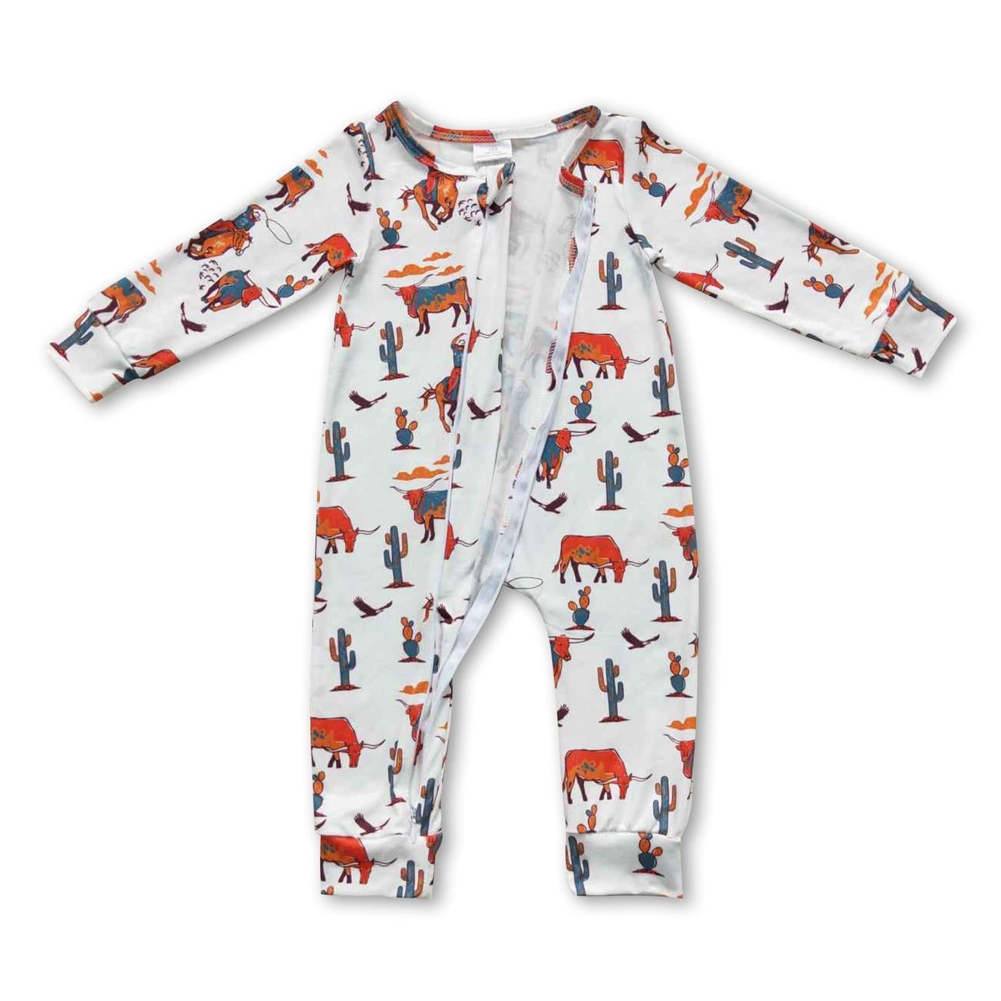 WESTERN PRINT LONG SLEEVE ROMPER - MULTI