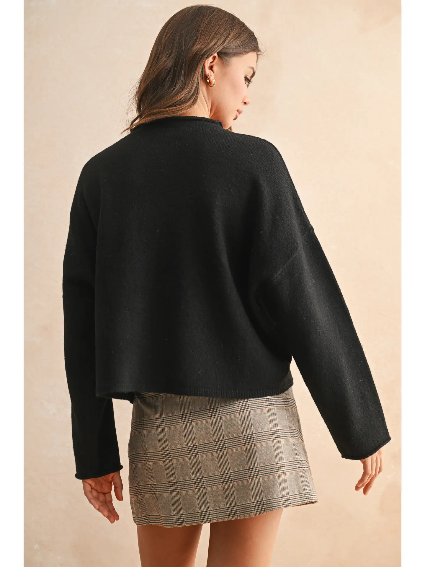 Button Front Lace Trim Knitted Cardigan - Black