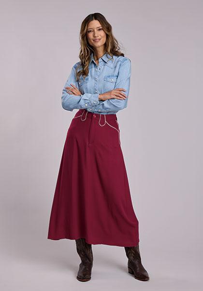 WOMENS SKIRT  STETSON BASIC SOLIDS 3155 SOLID RAYON TWILL - WINE,