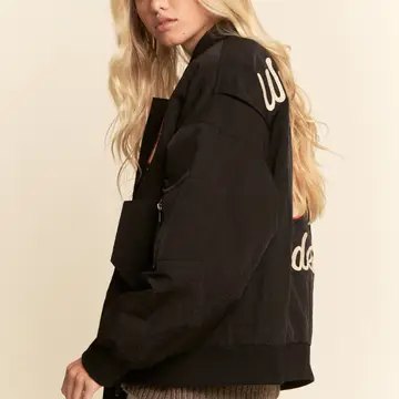 West Coast Rodeo Embroidered Bomber Jacket - BLACK