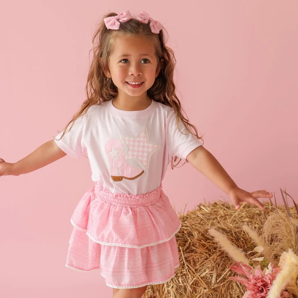 Pink Bandana Western Bow Clip Set - Hair Bows - Fall - Kids