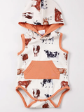 CATTLE PRINT HOODED BOY ROMPER