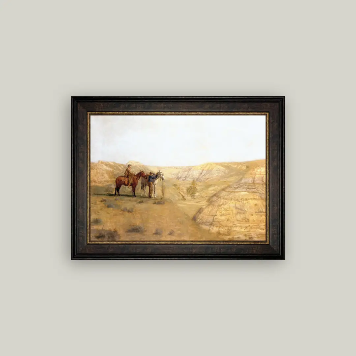 Cowboys in the Badlands Framed Antique Art