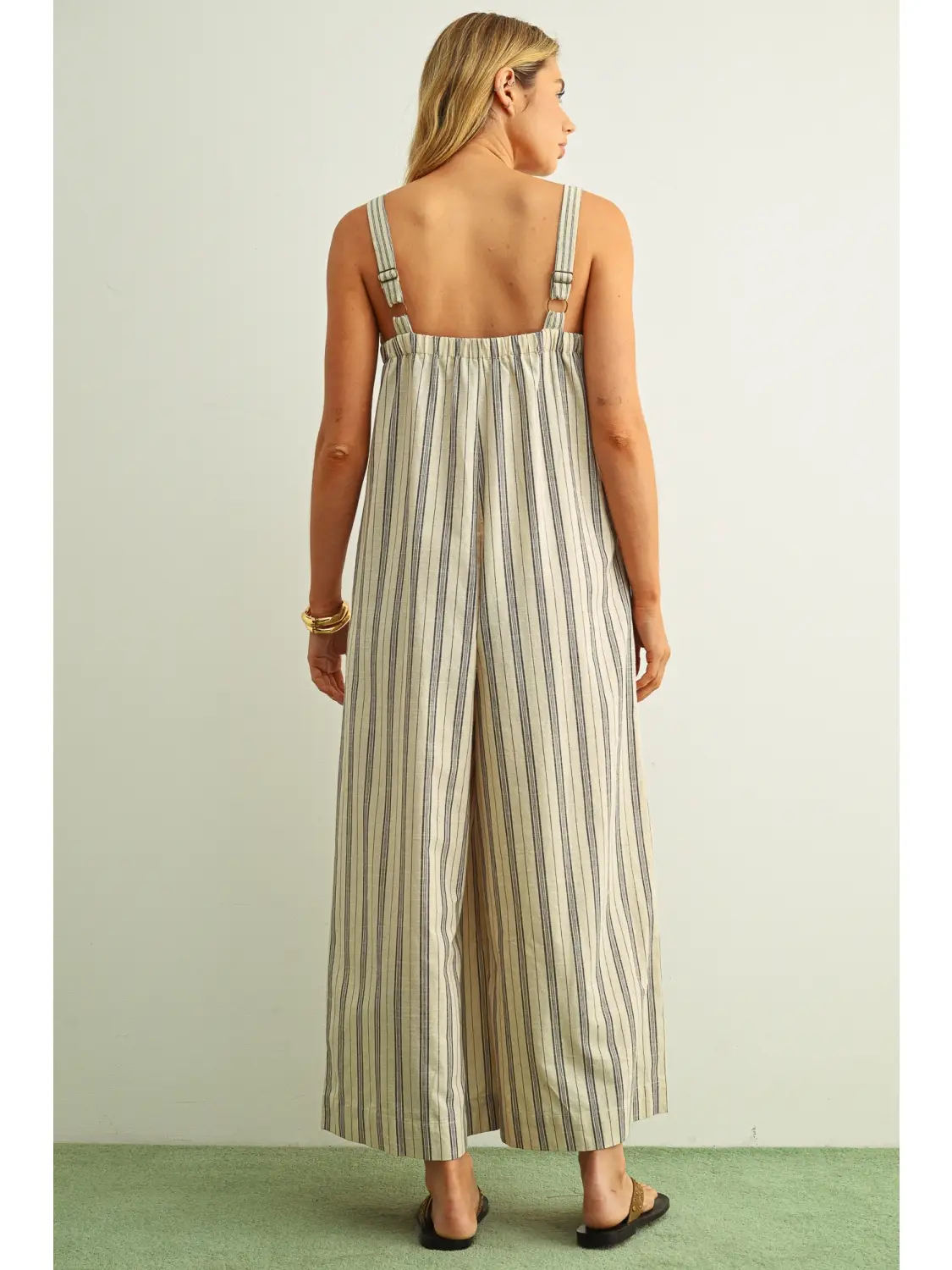 Stripe Printed Wide Leg Jumpsuit