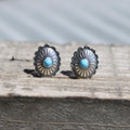 CONCHO OVAL TURQUOISE STUD EARRINGS STYLE - 008