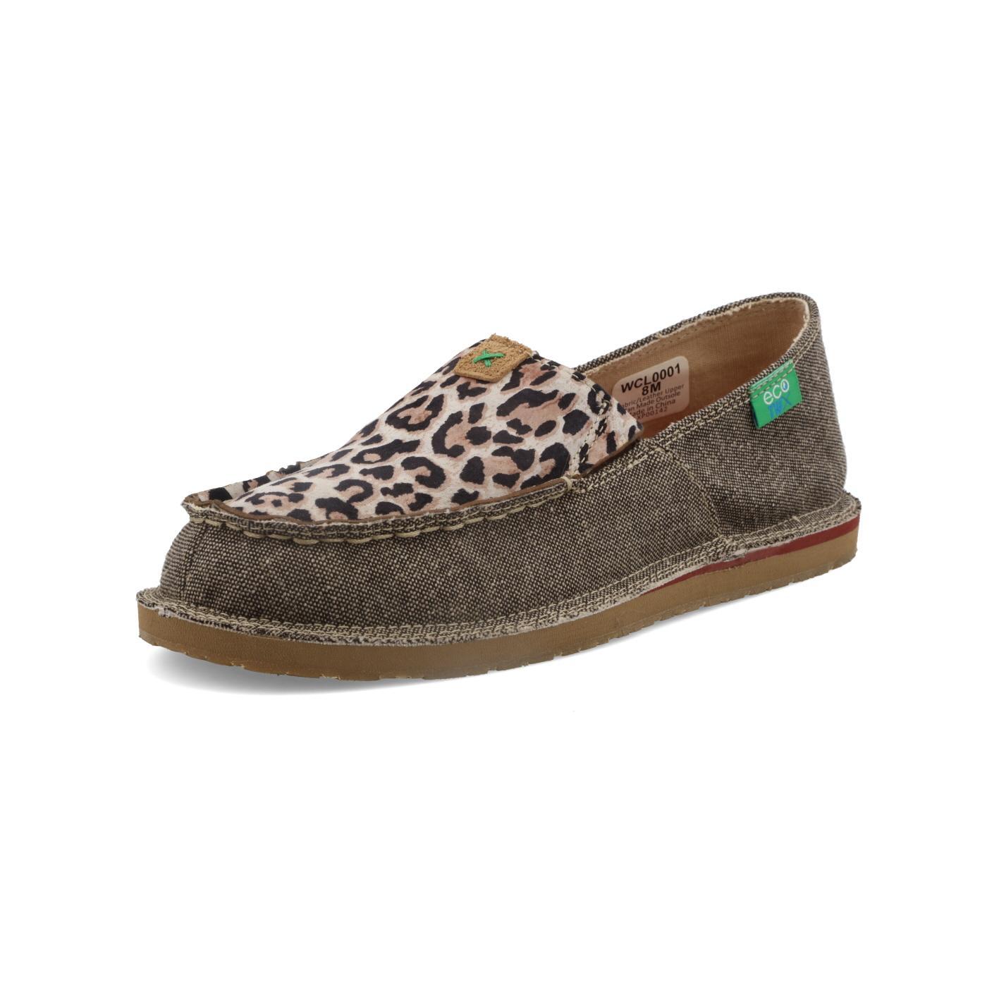 WOMENS SLIP ON MOCCASINS - DUST/LEOPARD WCL0001