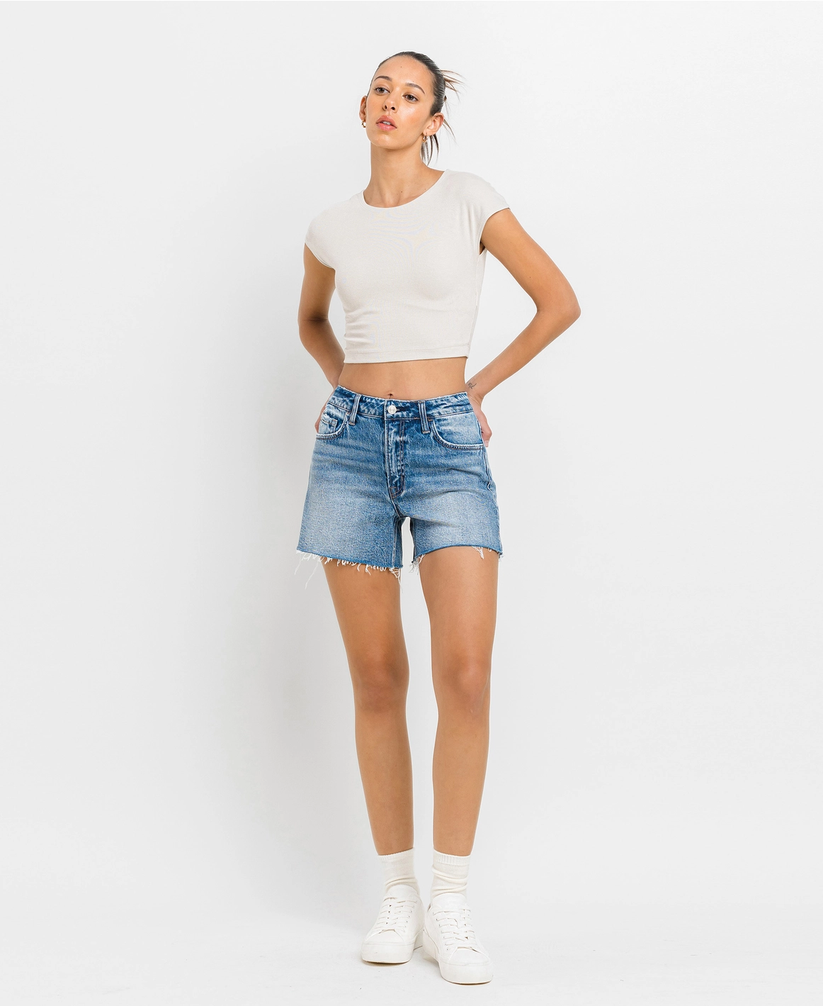High Rise Waist Clean Cut A Line Shorts | INNER CIRCLE